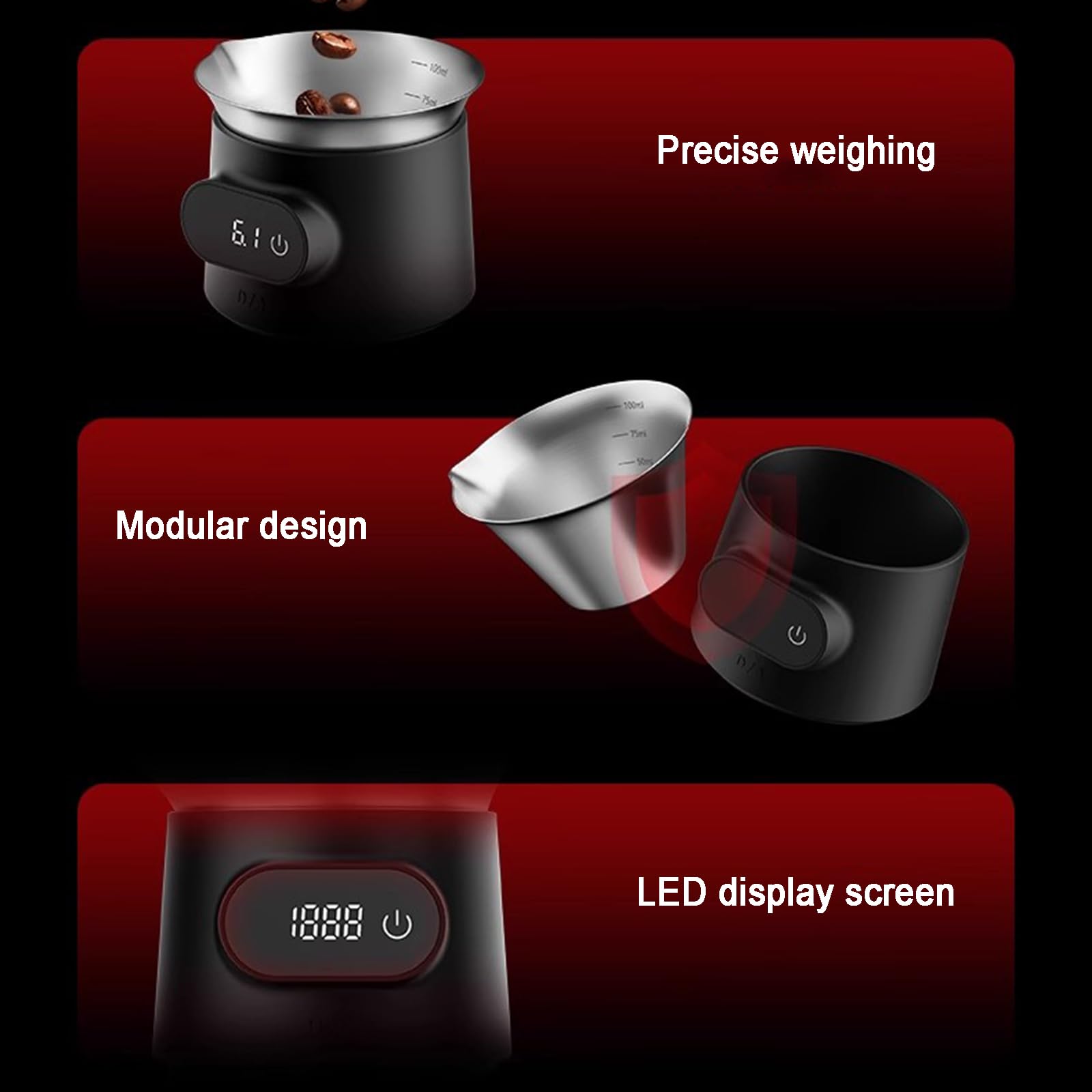Tazza dosatrice per caffè con scala, strumento elettronico per espresso con display digitale LCD, capacità fino a 500 g per una preparazione di precisione