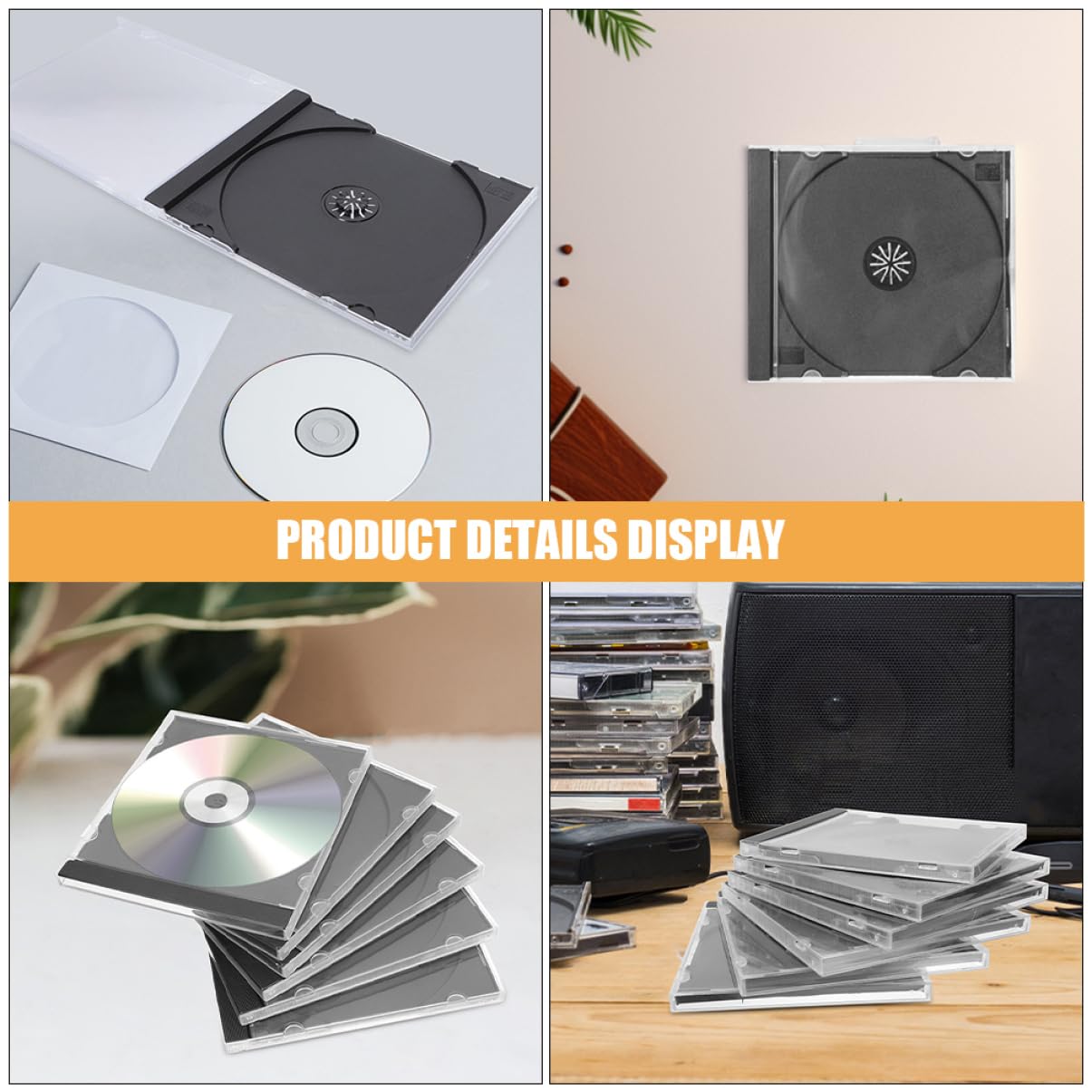 Hemobllo Custodia CD in Plastica Trasparente 10 Pezzi, Protezione Disco Resistente e Impilabile per Dvd e Cd, per Storage e Scuole
