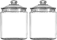 Anchor Hocking Heritage Hill 1 Gallon Glass Storage Jars with Lids, Set of 2 - Made in USA, Dishwasher Safe Canisters