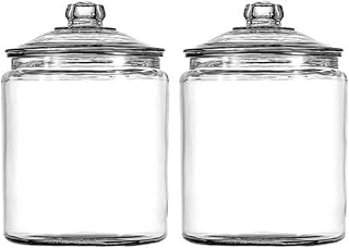 Anchor Hocking Heritage Hill 1 Gallon Glass Jars with Lids, Set of 2 - Durable USA Made Pantry Storage for Flour, Sugar, Cookies