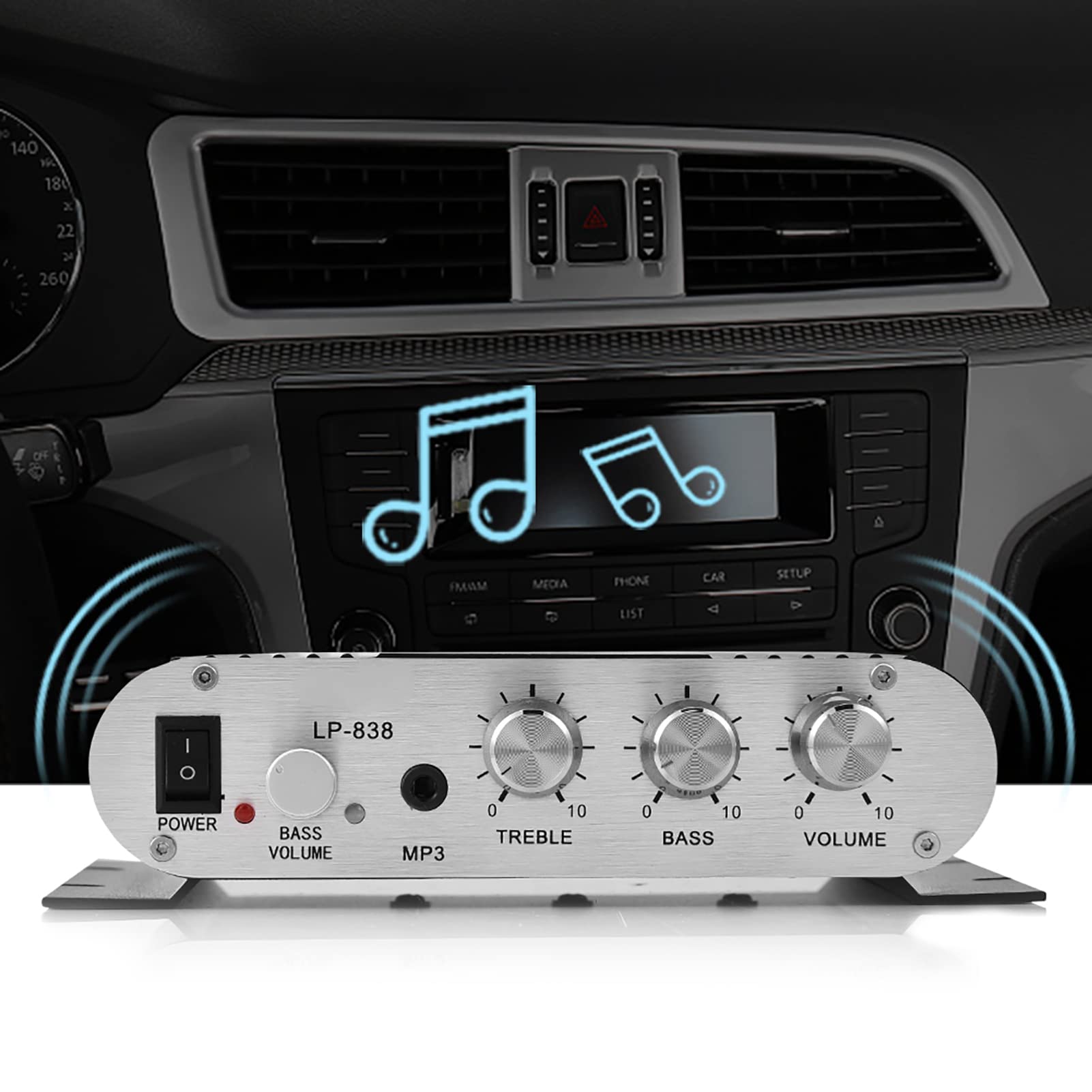 Power Amplifier Stereo Amplifier,Digital Amp Mini HiFi 2.1 Stereo Bass Auto Car Home Audio Power Amplifier with & 3.5mm Audio Input,Two Pairs of Speaker Output Clips