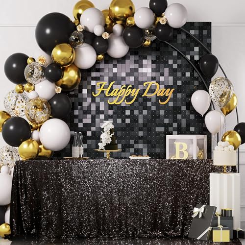 Eternal Beauty Black Sequin Tablecloth 50x80 Inch for Wedding