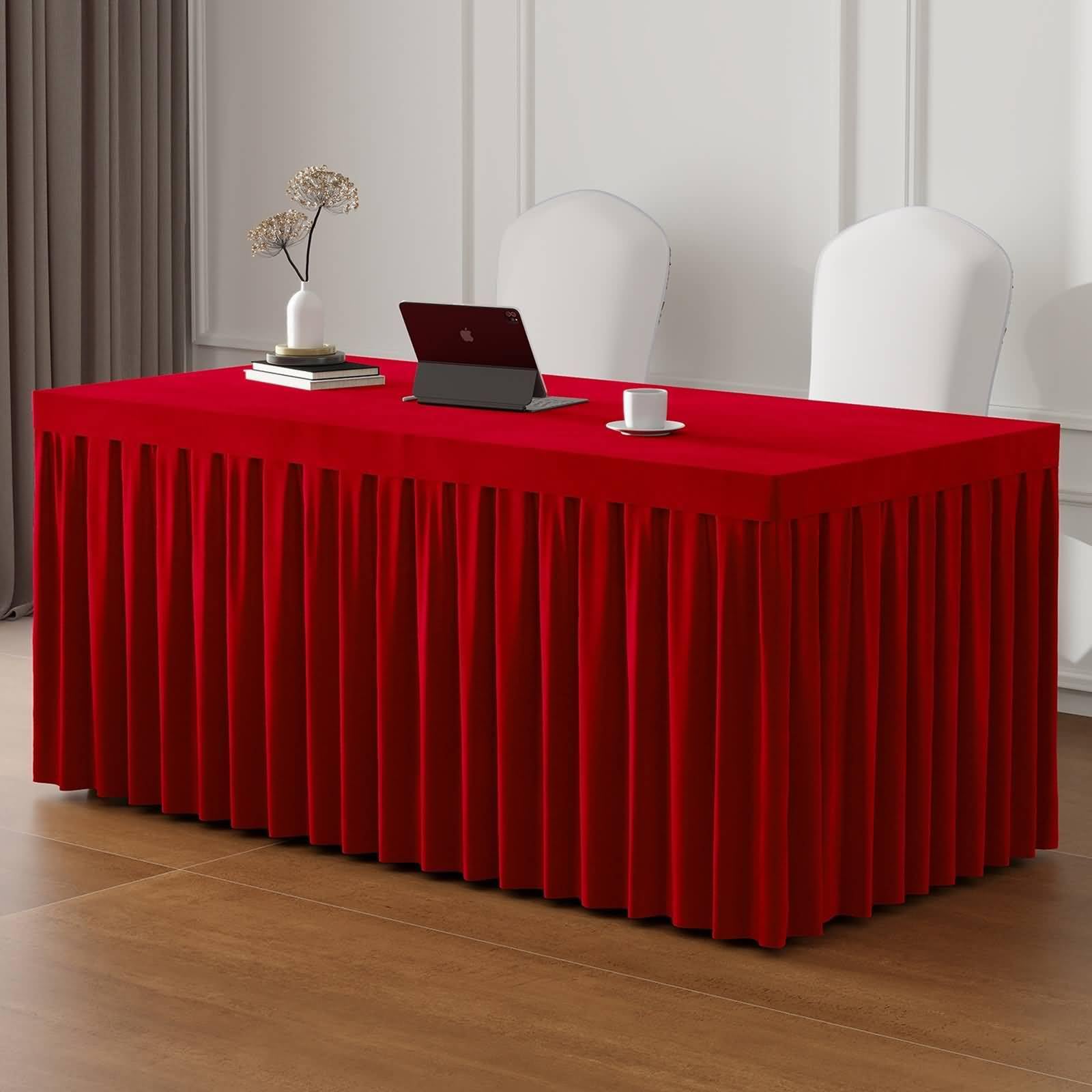 Nappe de décoration table en velours rouge 40x140 pour repas de fête