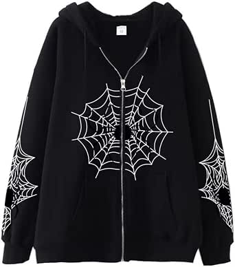 Spider Web Plush Hoodie Set - Y2K Oversized Hip Hop Sweatshirt & Pants For Men & Women