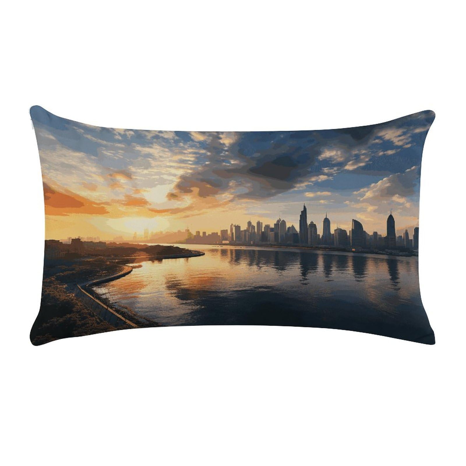 New York in The Sunset Pillow Cover Super Soft Pillowcase Luxury Cozy Fuzzy Velvet Pillow Shams Breathable Standard Pillow Cases with Zipper Wrinkle-Free Pillow Cover 12 "×20 "