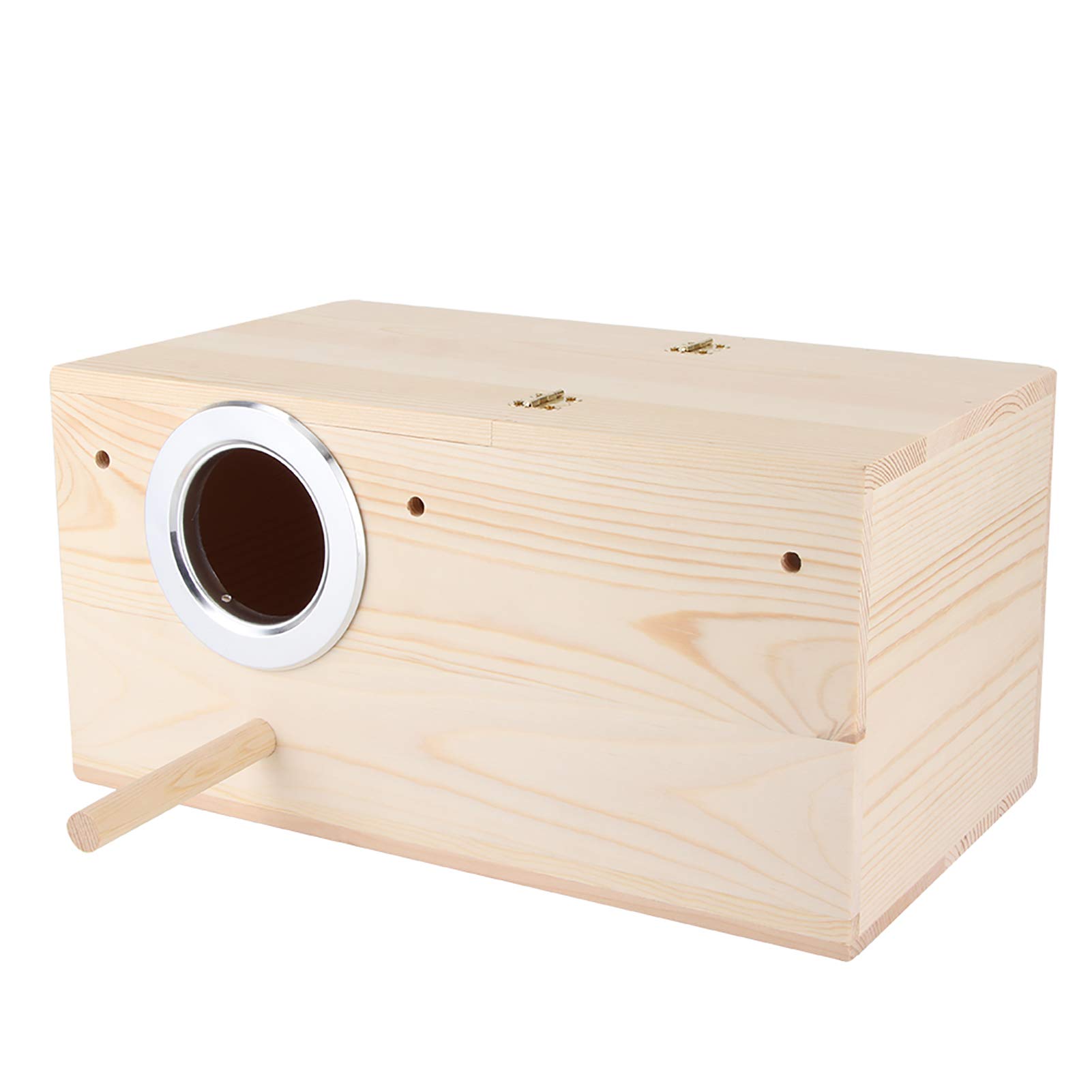 Sittich Nistkasten 34 x 19,5 x 17 cm Natürliche Vogel Zuchtbox Holz Haustier Zuchtbox Käfig Vogelhaus Papageien Paarungsbox mit Ständer für Fink, Kanarienvogel, Sperling