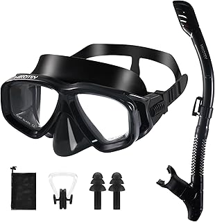 Juego de esnórquel para adultos, juego de máscara de esnórquel de secado completo para adultos, protección antivaho, unisex, vista panorámica HD