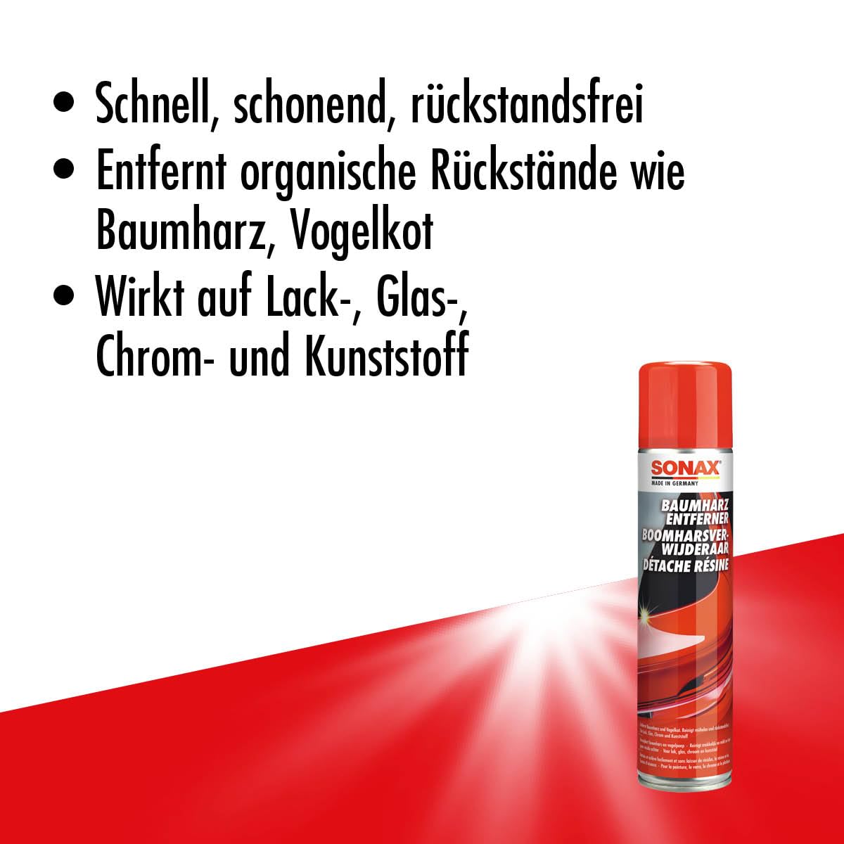 SONAX BaumharzEntferner (400 ml) & Clay-Ball (1 Stück) Problemlöser gegen hartnäckige Verschmutzungen auf Lack und Glas | Art-Nr. 04197000