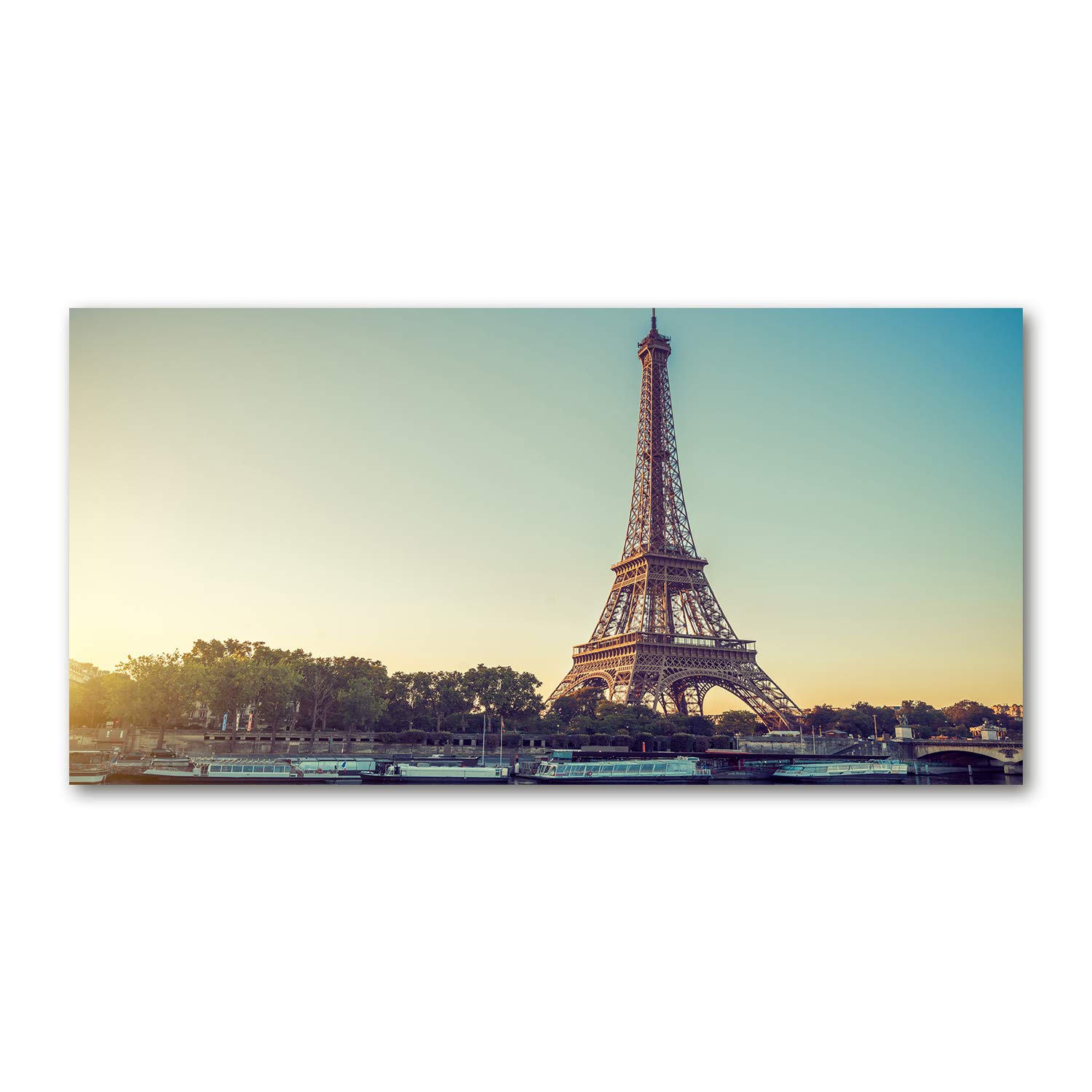Tour Eiffel Paris tableau sur verre panoramique 120x60 cm jaune pour la cuisine