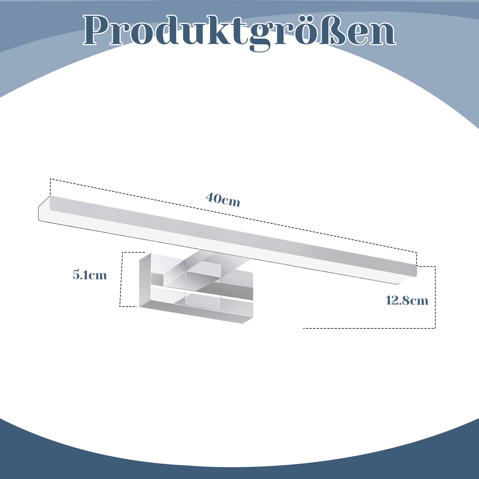 Lampada da Parete LED per Bagno, 40 cm, Design Moderno, Cromata | Lampada da Specchio con Illuminazione Neutra 4000K, Elegante Luce a Parete per Bagno, Facile Installazione