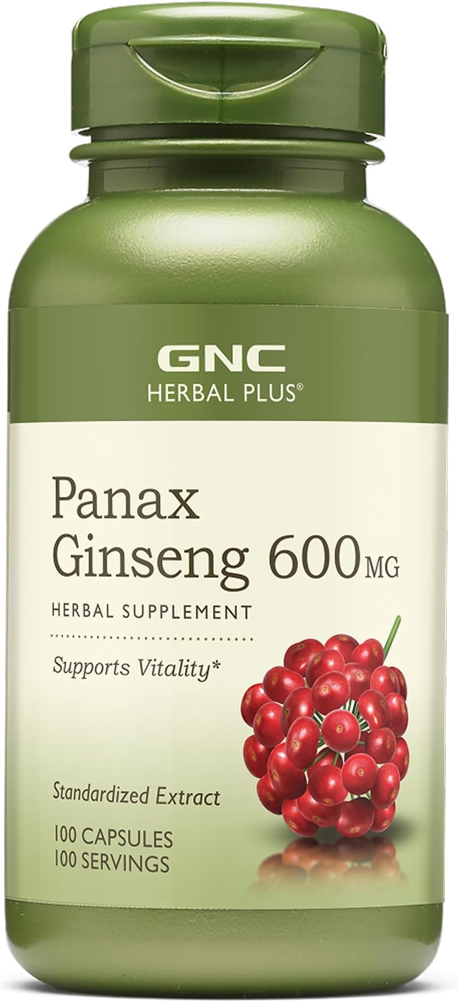 Herbal Plus Panax Ginseng 600mg, Supports Vitality, 100 Capsules