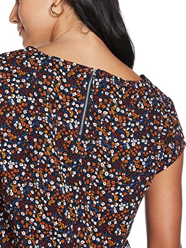 ONLY Damen Bedruckte Kurzarm Bluse | Print Basic Rundhals Ausschnitt | T-Shirt Blouse Oberteil ONLVIC, Farben:Braun, Größe:44