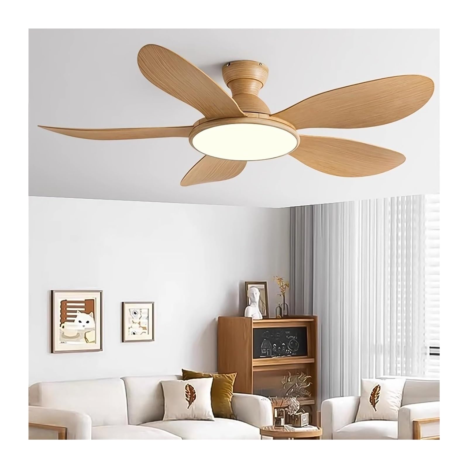 Ceiling Fan With Light And Remote, LED Dimmable Fan Ceiling Lamp, 6 Speed