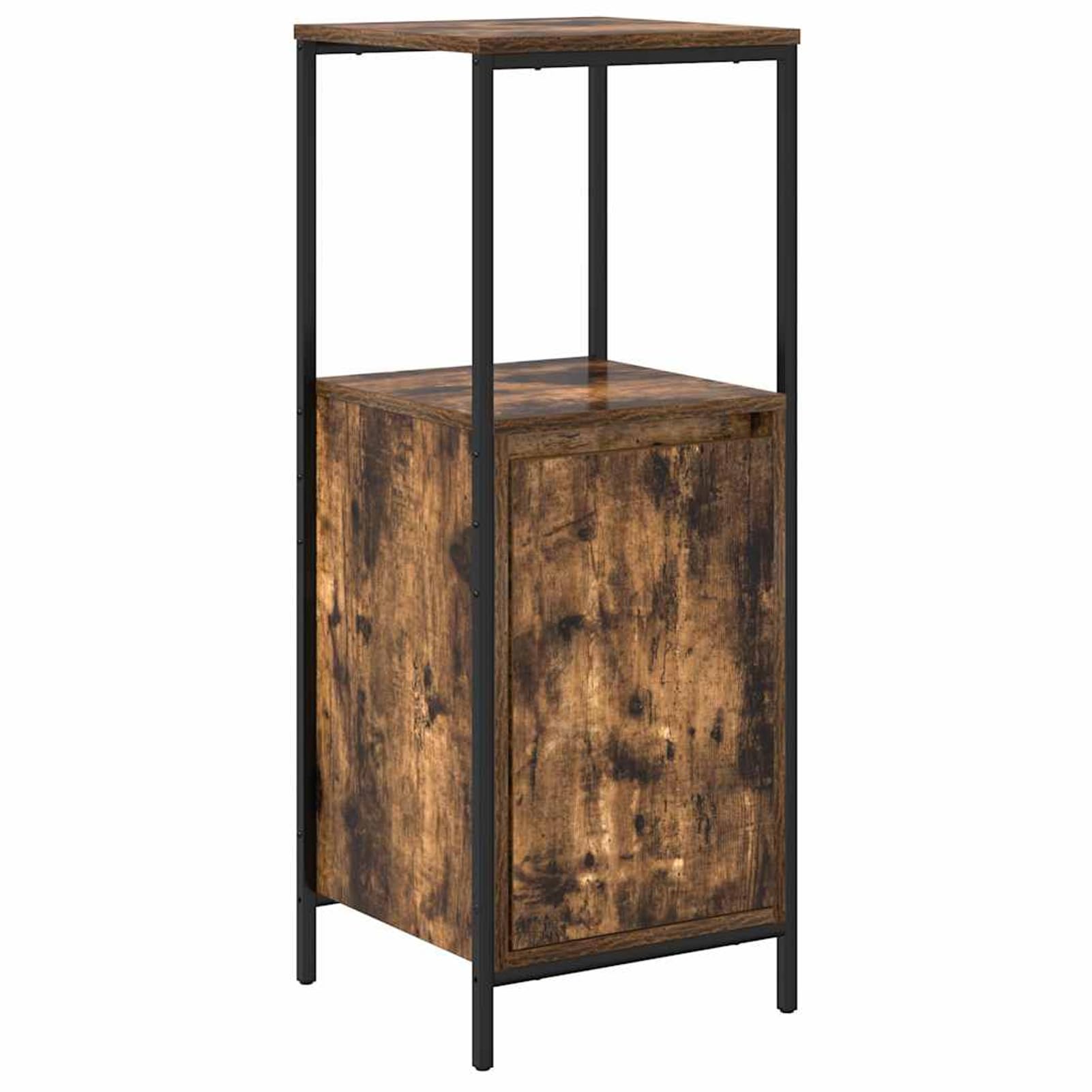 Homgoday Tocador Baño Moderno 165 cm, Armario con Espejo y Almacenamiento, Acabado Mate Roble Ahumado y Negro, Diseño Elegante y Seguro para Familias Modelo WQ1017ZJ-3328396ES