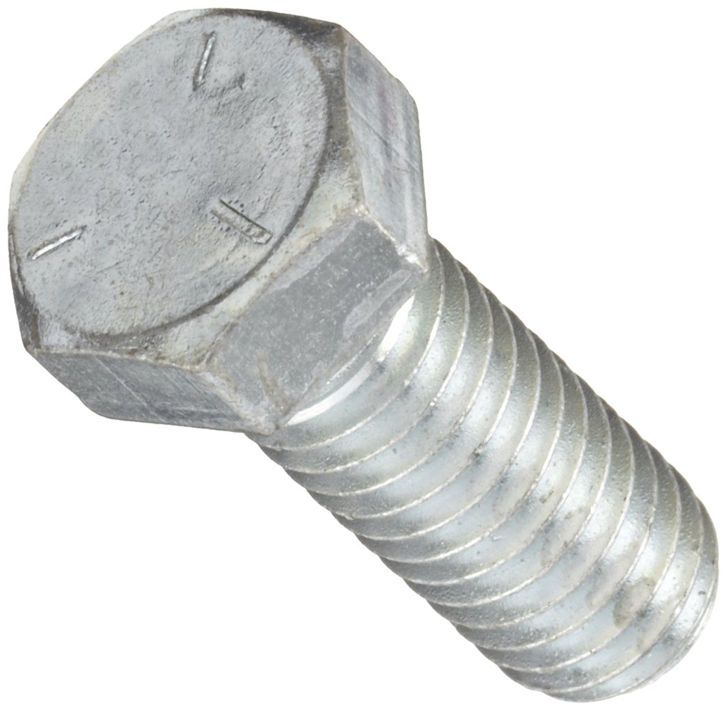Grade 5 Steel Hex Bolt, Zinc Plated Finish, UNC Threads, Meets ASME B18.2.1/SAE J429 Specifications, 5/8"-11 Thread Size, 2" Length, Fully Threaded,
