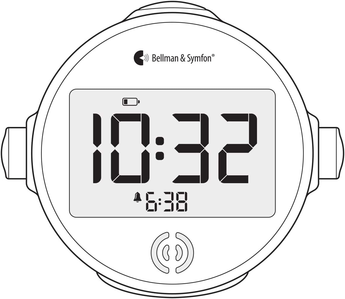 Line drawing of Bellman & Symfon Alarm Clock Classic with labeled controls