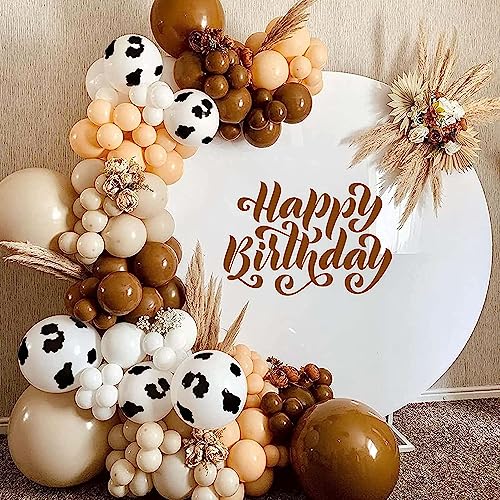 Image of Blush Brown Cow Print Balloons Cowboy Birthday Decorations Western Farm Party 60pcs 12inch Nude Brown Helium Latex Balloons for Arch Tan Coffee Balloon Farmhouse Country Cowgirl Decor