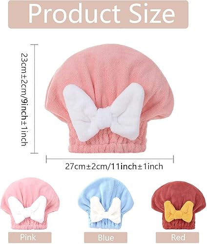 Miniatura 2 de 3 toallas de pelo con pajarita, toalla de microfibra para el cabello para mujeres, toalla de pelo rizado, toallas para la cabeza para niñas,