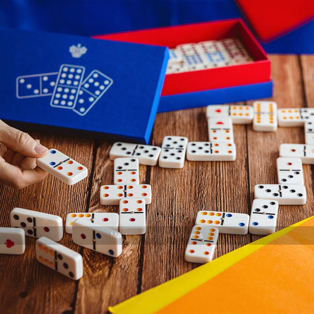 Dal Negro Double 9 Colour Spot Dominoes in Box