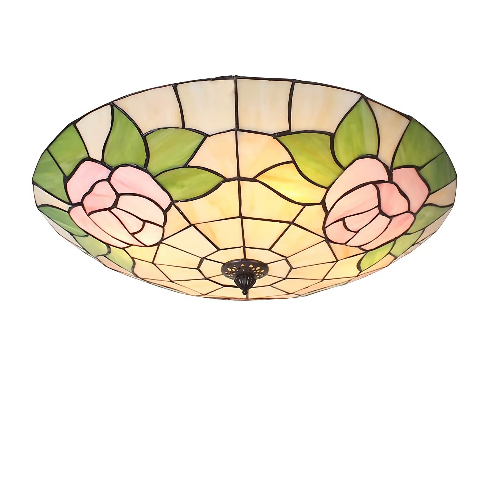 Plafonniers de style Tiffany 20 pouces en verre teinté d'artisanat d'art pour salon chic