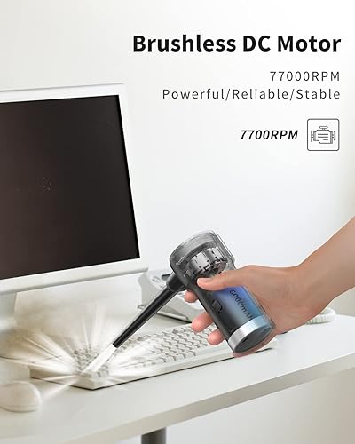 Miniatura 4 de Plumero de aire comprimido, soplador y aspiradora 2 en 1, plumero de aire inalámbrico, plumero eléctrico portátil de mano, motor de potencia de