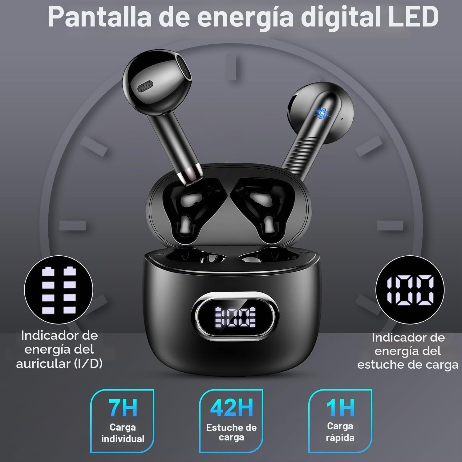 Renimer Auriculares Inalámbricos Bluetooth 5.4 con App, 42H Auriculares Bluetooth con HiFi Estéreo, 4 ENC Mics, Nueva Cascos Inalambricos Bluetooth con Reducción de Ruido, IP7 Impermeable Audifonos