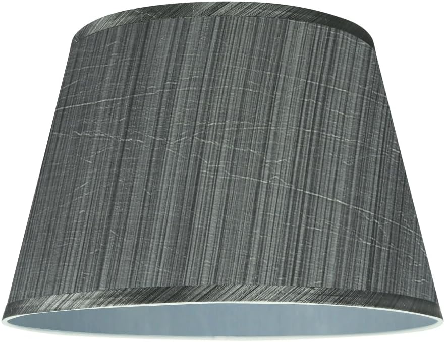 Aspen Creative 58801 Empire Uno Lamp Shade in Grey with Black Striped Pattern, 10" Top x 14" Bottom x 9-1/2" Slant Height, Slip UNO 33mm
