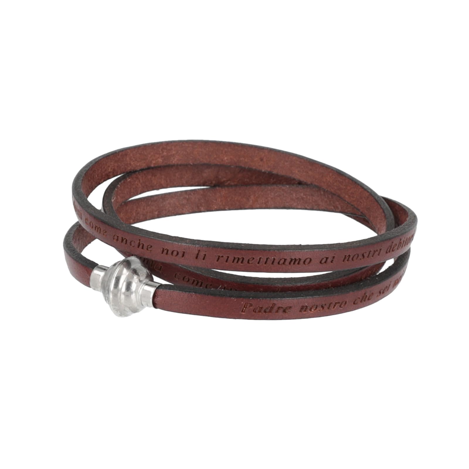 Amen Bracciale Donna In Pelle Padre Nostro Latino, Gioiello Religioso Elegante Per Fede E Stile Pnla11