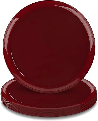 Blue Sky Edge Collection - Platos de plástico rojo arándano de 6.3 pulgadas, 10 unidades, vajilla desechable elegante y resistente para fiestas,