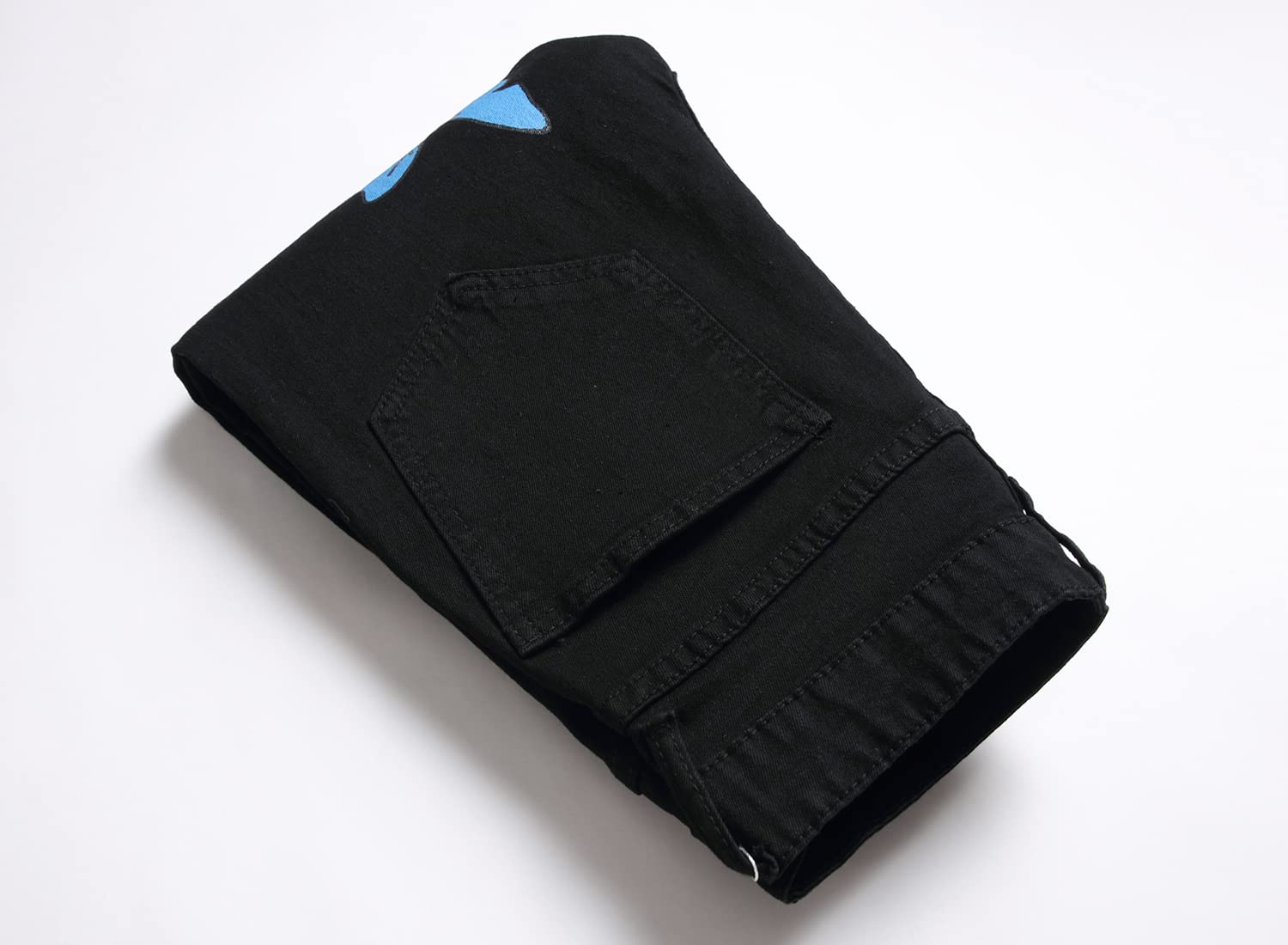 Jeans da uomo skinny fit gamba dritta, jeans da uomo, jeans da uomo stampati elasticizzati slim fit, Nero-2, 52