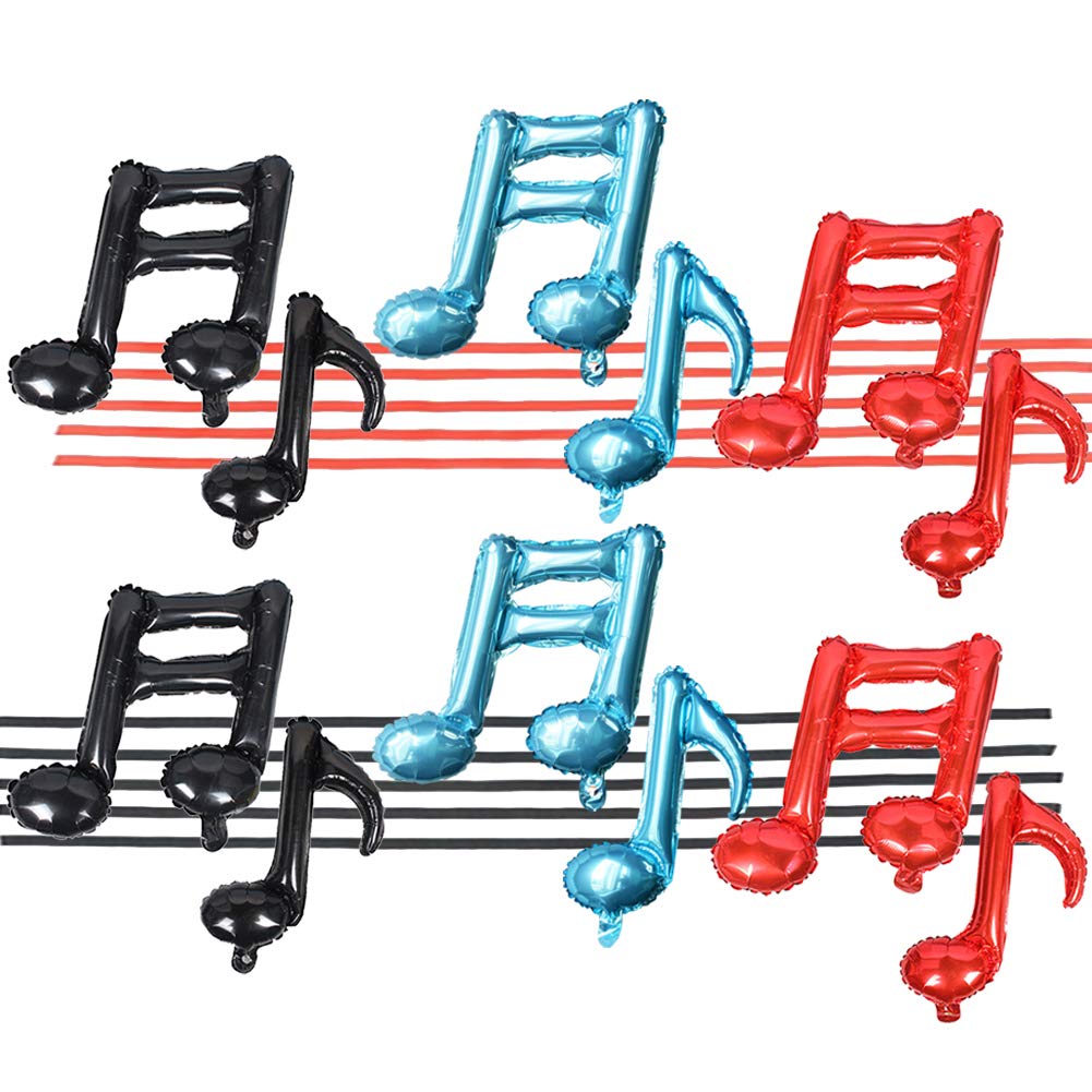 AnnoDeel 15pcs Music Note Foil Balloons, 16inch Color Music Note Mylar...
