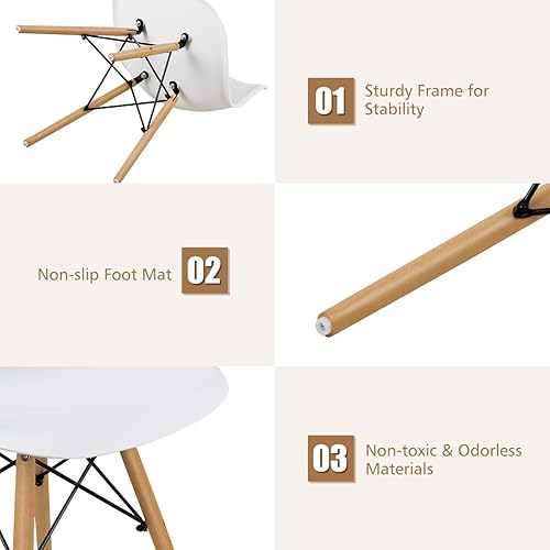 Miniatura 5 de GOFLAME DSW - Sillas de comedor, sillas de plástico con patas de madera, sillas sin brazos de estilo moderno para sala de estar, cocina, dormitorio,
