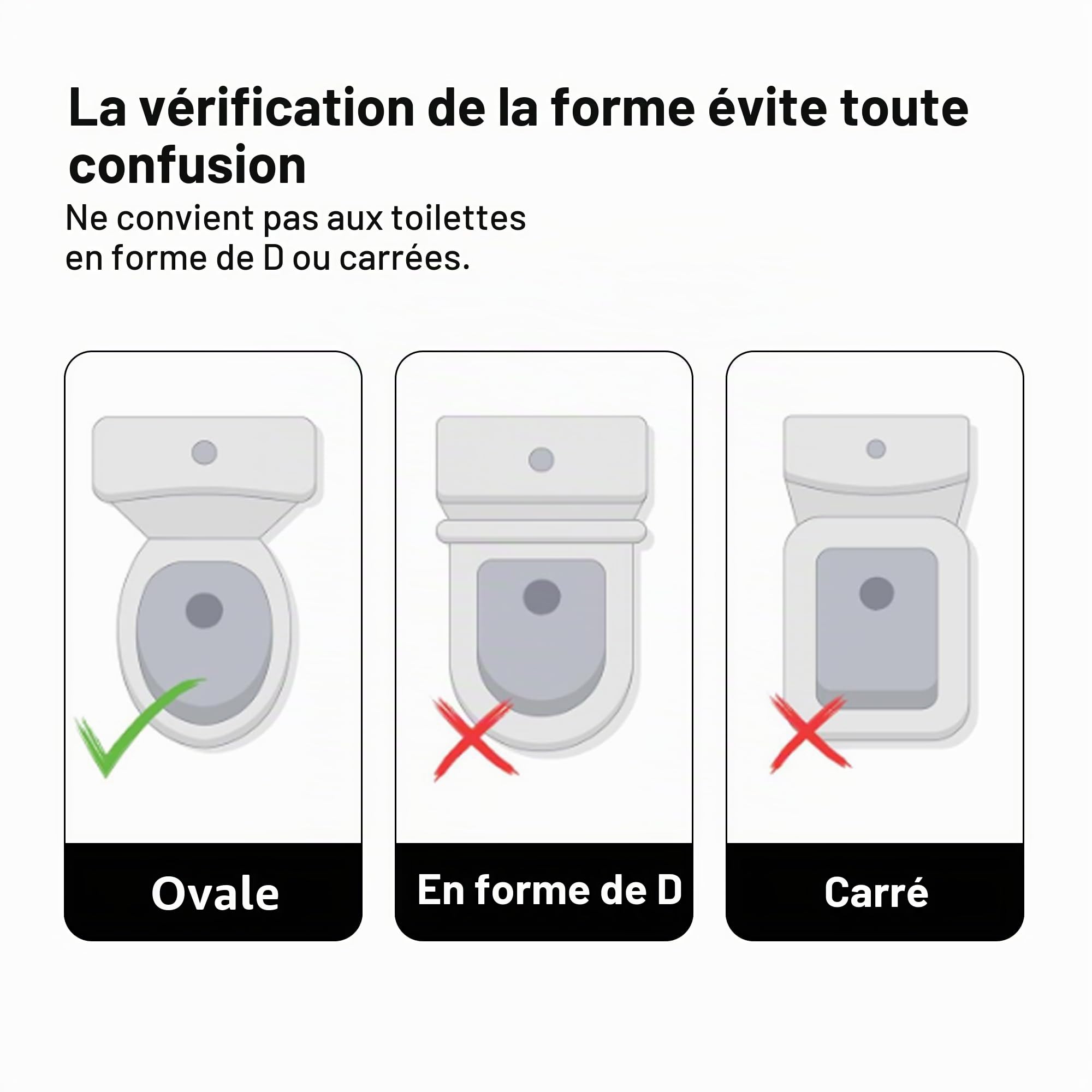 Abattant WC à fermeture amortie avec libération rapide pour un nettoyage facile, siège de toilette standard ovale, fixation par le haut, siège de toilette universel, anti-claquement, blanc