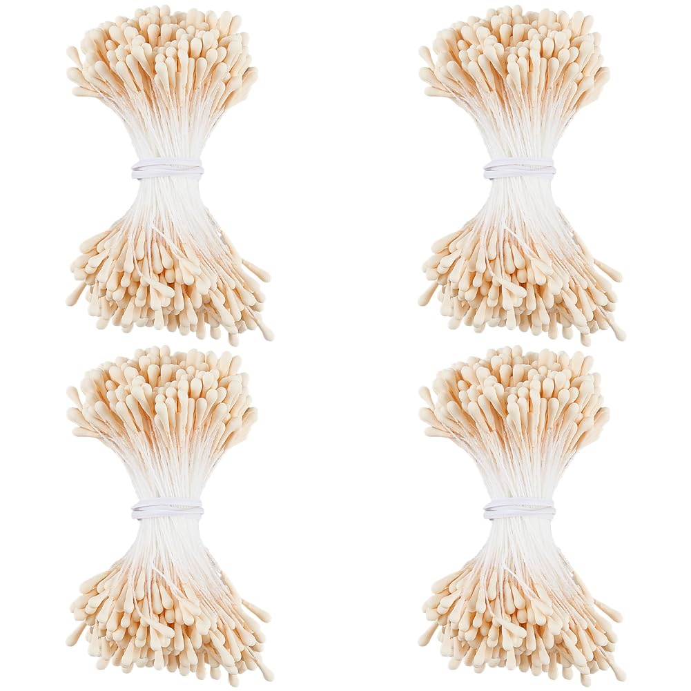 GORGECRAFT 1600PCS Pearl Double Heads Flower Stamen Handmade Floral Stamens Pistil Moccasin Artificial Flores Pearlized 2mm Floral Pollens for Flower Card Making Scrapbook Decoration Handicrafts