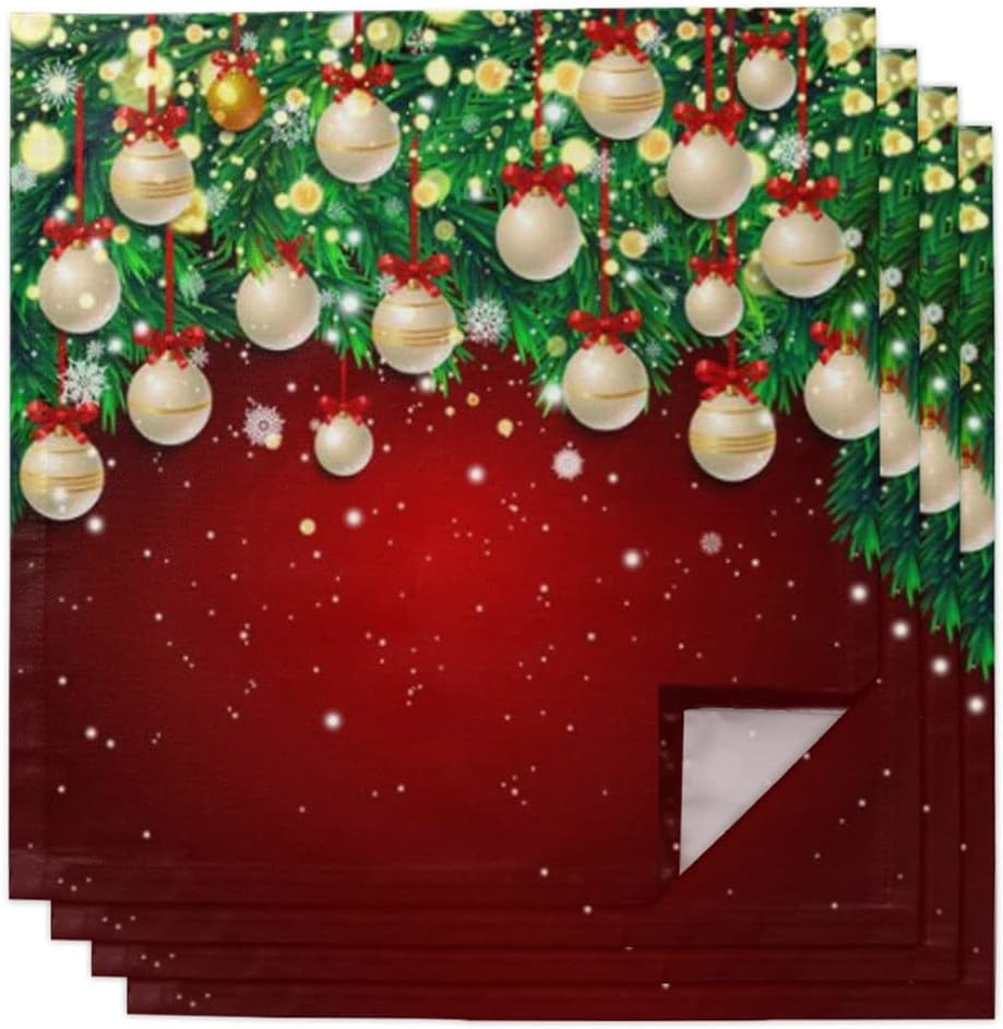 Fir Branches Balls Kitchen Napkin Table Napkins Dinner for Wedding Banquet Party Decoration