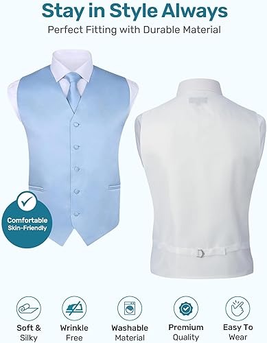 Miniatura 5 de S.H. Churchill & Co. Conjunto de chaleco de 4 piezas para hombre, con corbatín, corbata para el cuello y pañuelo de bolsillo