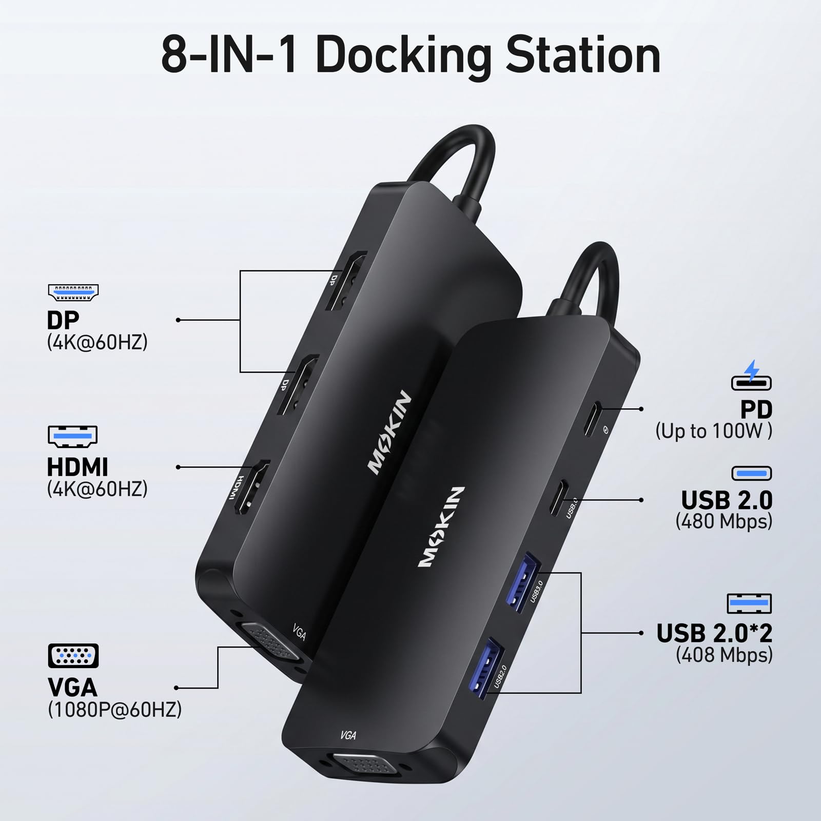 Amazon.co.jp: MOKiN USB C ドッキングステーション デュアル