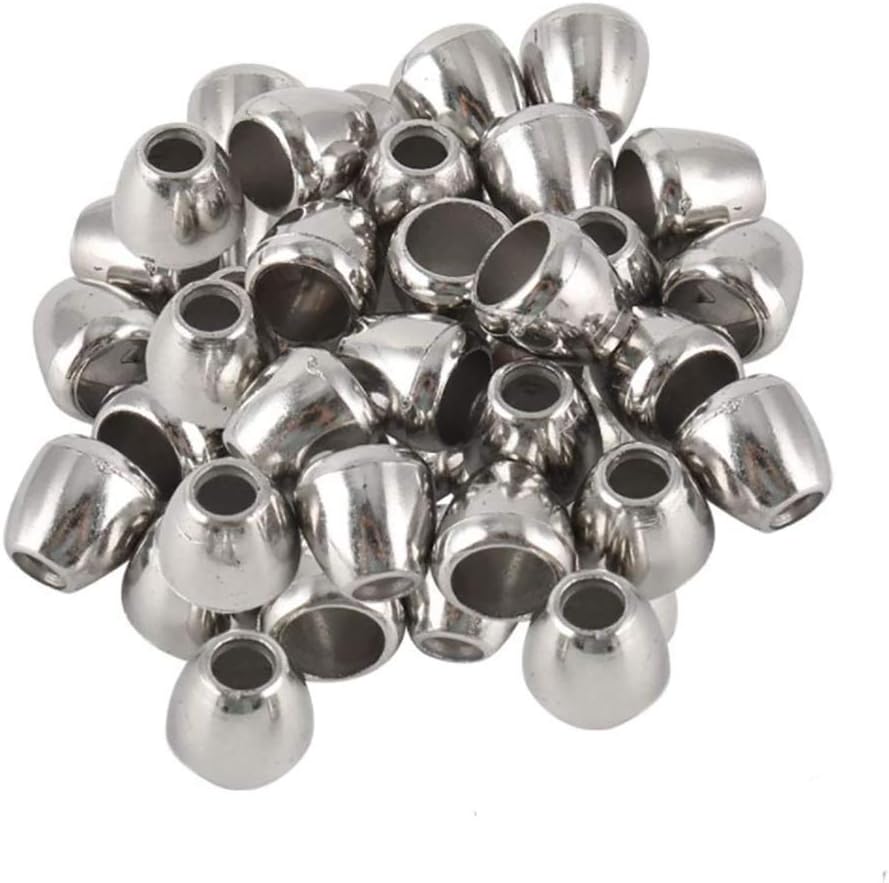 TopHomer 50 Pcs Bell Stopper Conical Cord Ends Lock Rope Fastener End Stopper Silver DIY Bell Ends Stoppers for Nitwear, Windbreaker, Cotton Coat, Jacket