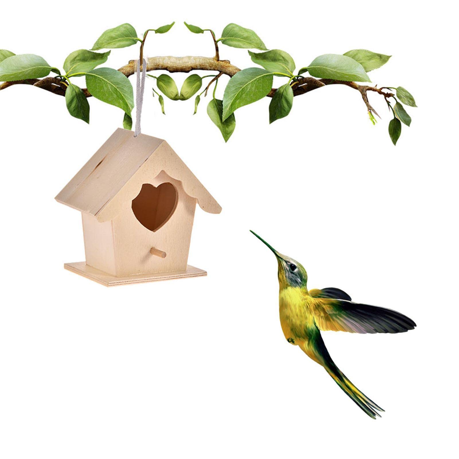 Vogelhäuser - Zedernblaues Vogelhaus - Handgemachte natürliche Vogelhütte für Hinterhof/Innenhof/Terrassendekoration, Vogelnest