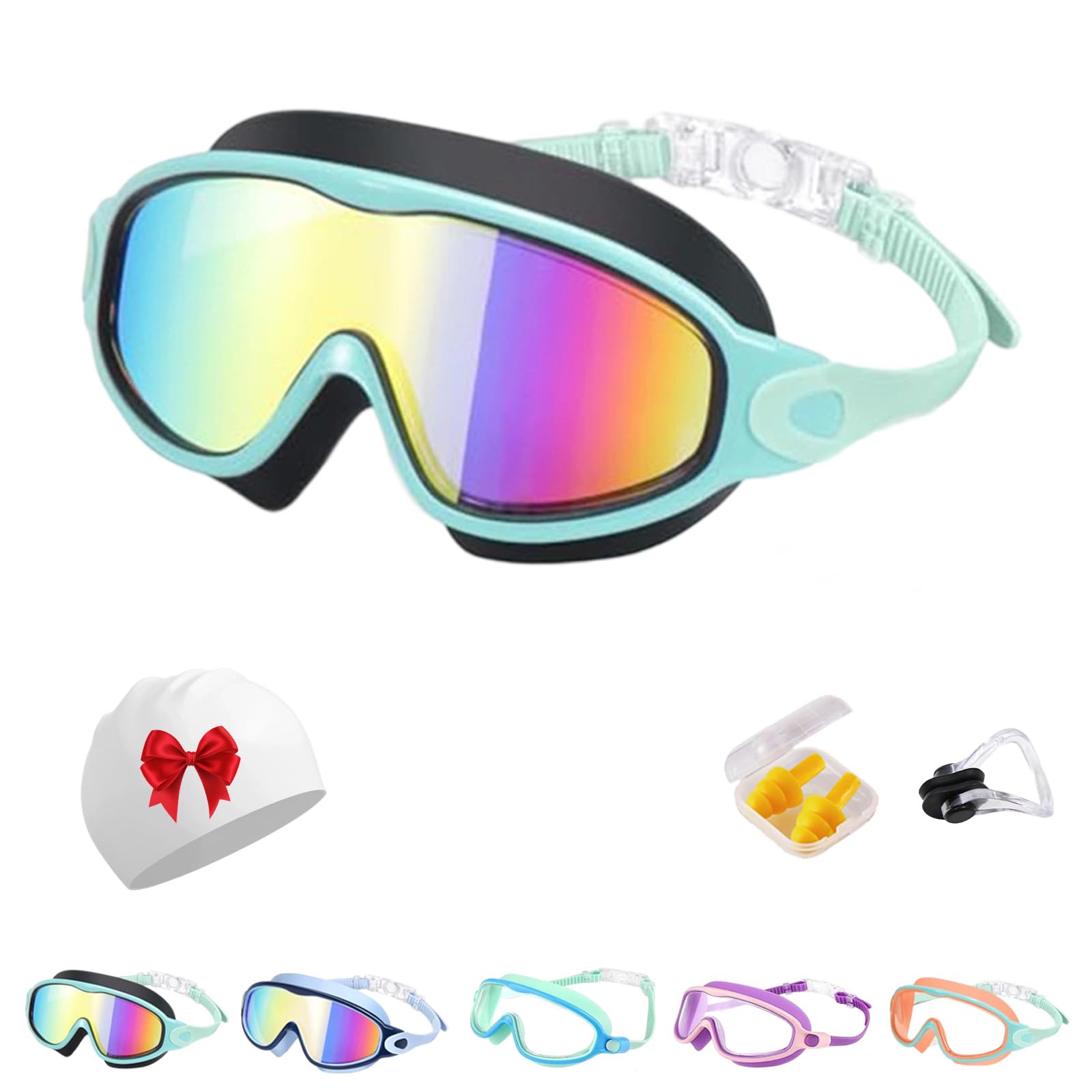 HItianya Tibatoes Goggles, Tibatoes Clip-on Swim Goggles with Quick Release Strap, 180°Wide Angle Vision, No Leaks & No Fog & UV-protective, Versatile for Every Water Activity (J)