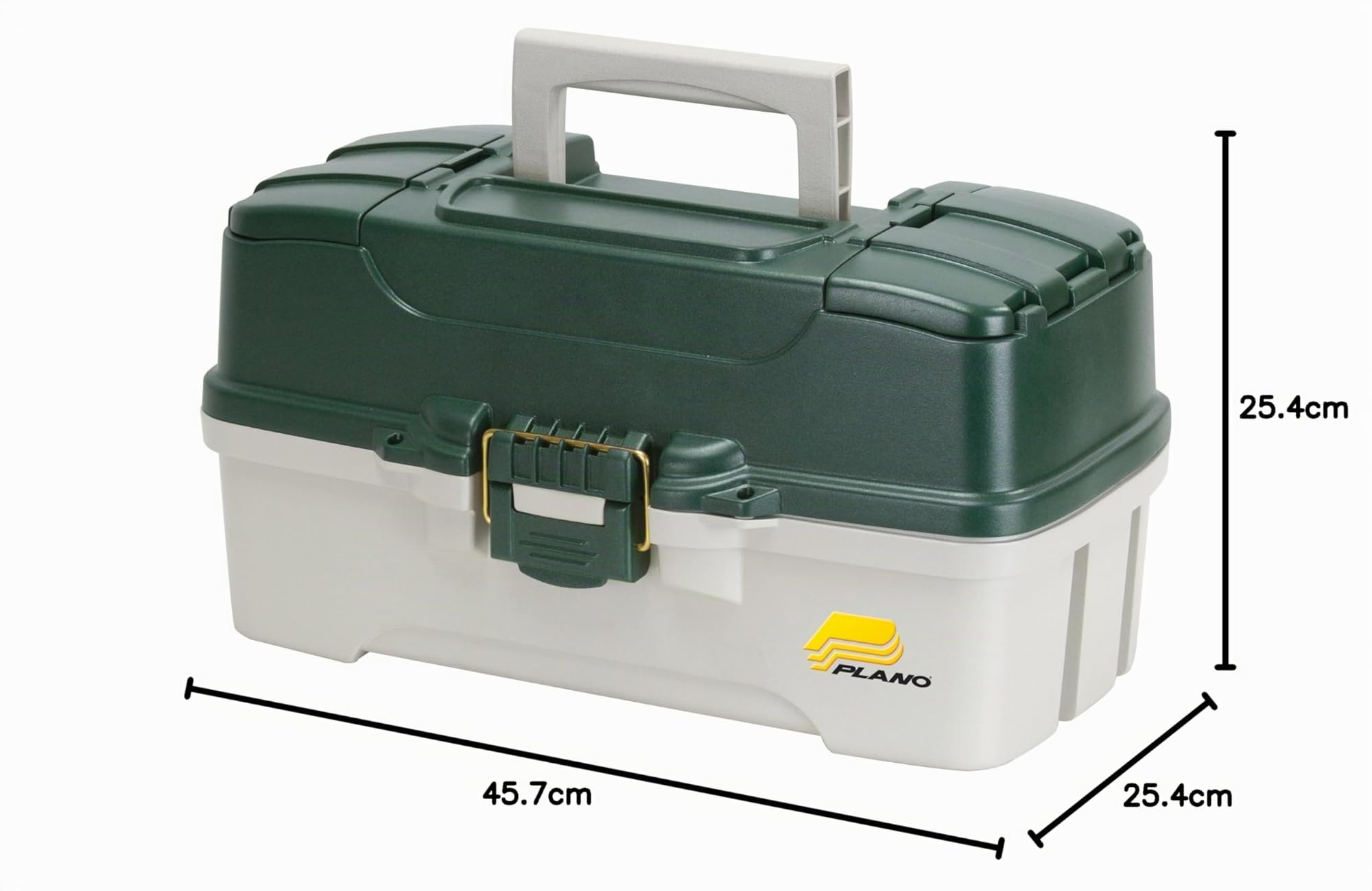 Plano Boîte de rangement moulée à trois plateaux pour articles de pêche, unisexe, vert métallisé/blanc cassé