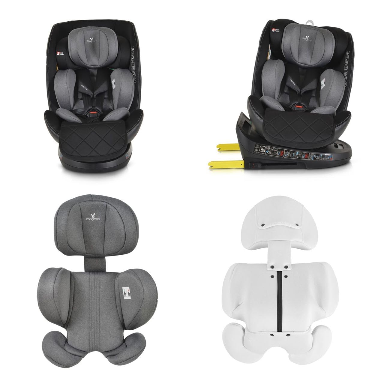 Cangaroo, siège enfant i-Size Castor (40-150cm) groupe 0/1/2/3 Isofix, coloris:gris