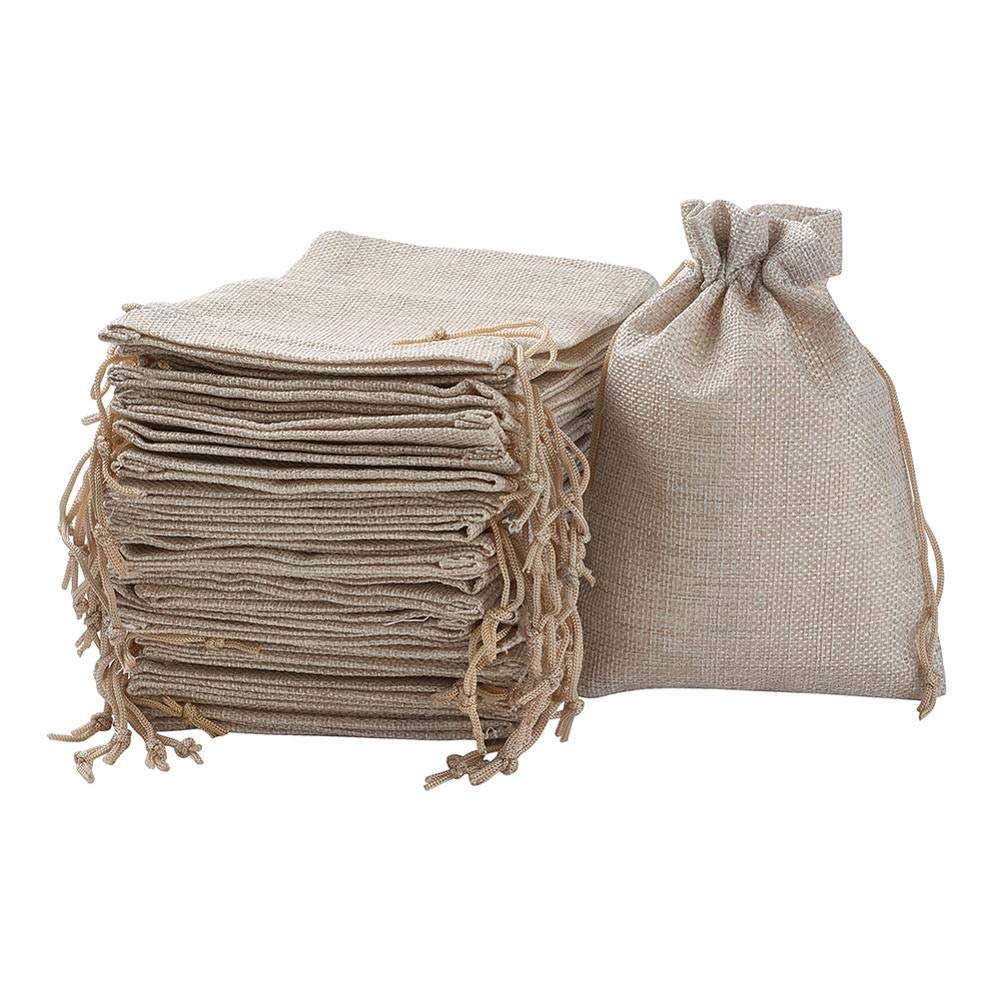 Sacs en tissu avec cordon de serrage Sacs d'emballage en toile de jute Sacs à cordon de serrage pour bijoux Emballage cadeau 18 x 13 cm Sacs en toile de jute gris clair Sacs cadeaux avec cordon de