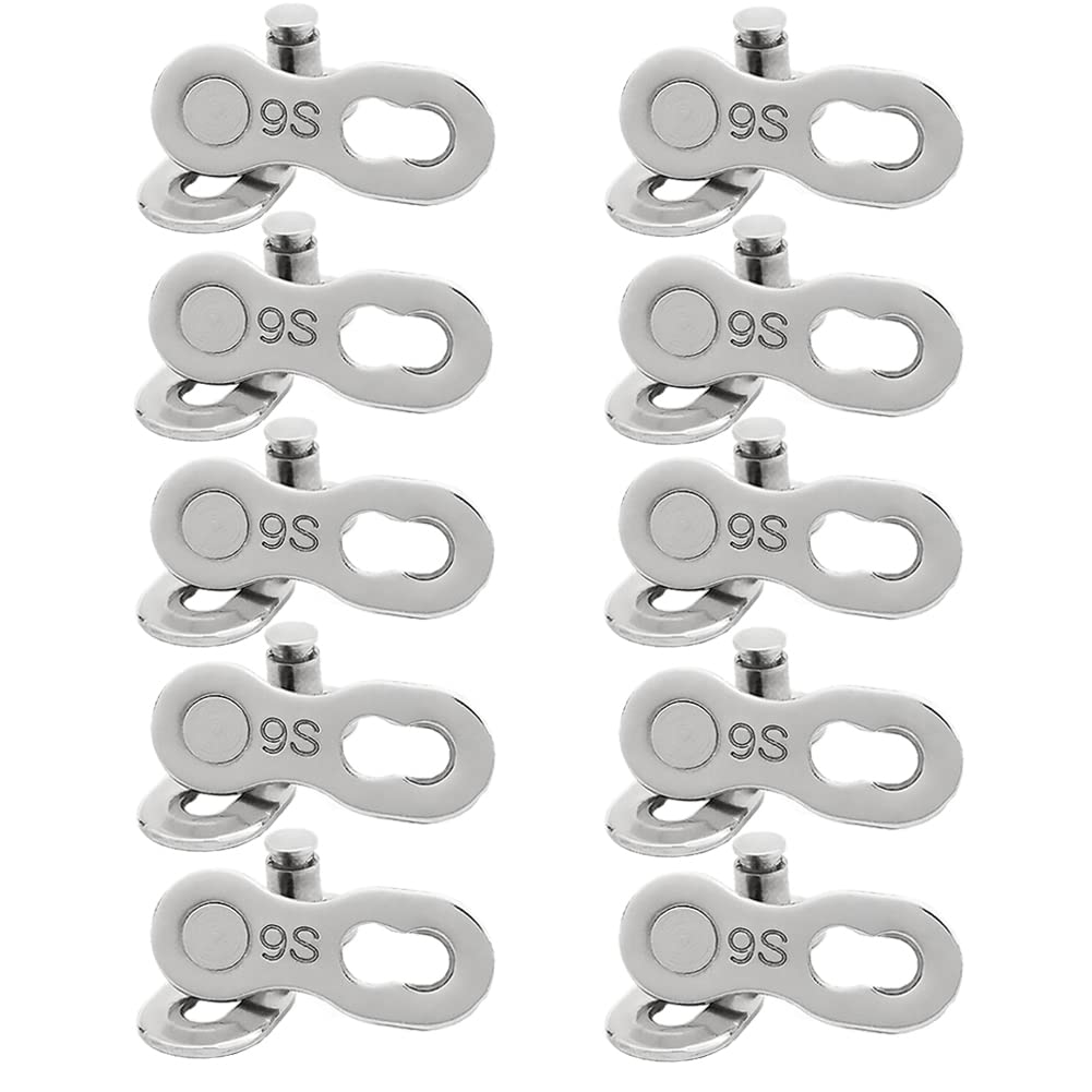 Kigauru10 Pairs Bike 9 Speed Chain Link Connector Steel Quick Link Universal Bicycle Chain Connector Lightweight Magic Buckle Missing Master Links Bicycle Chain Accessories