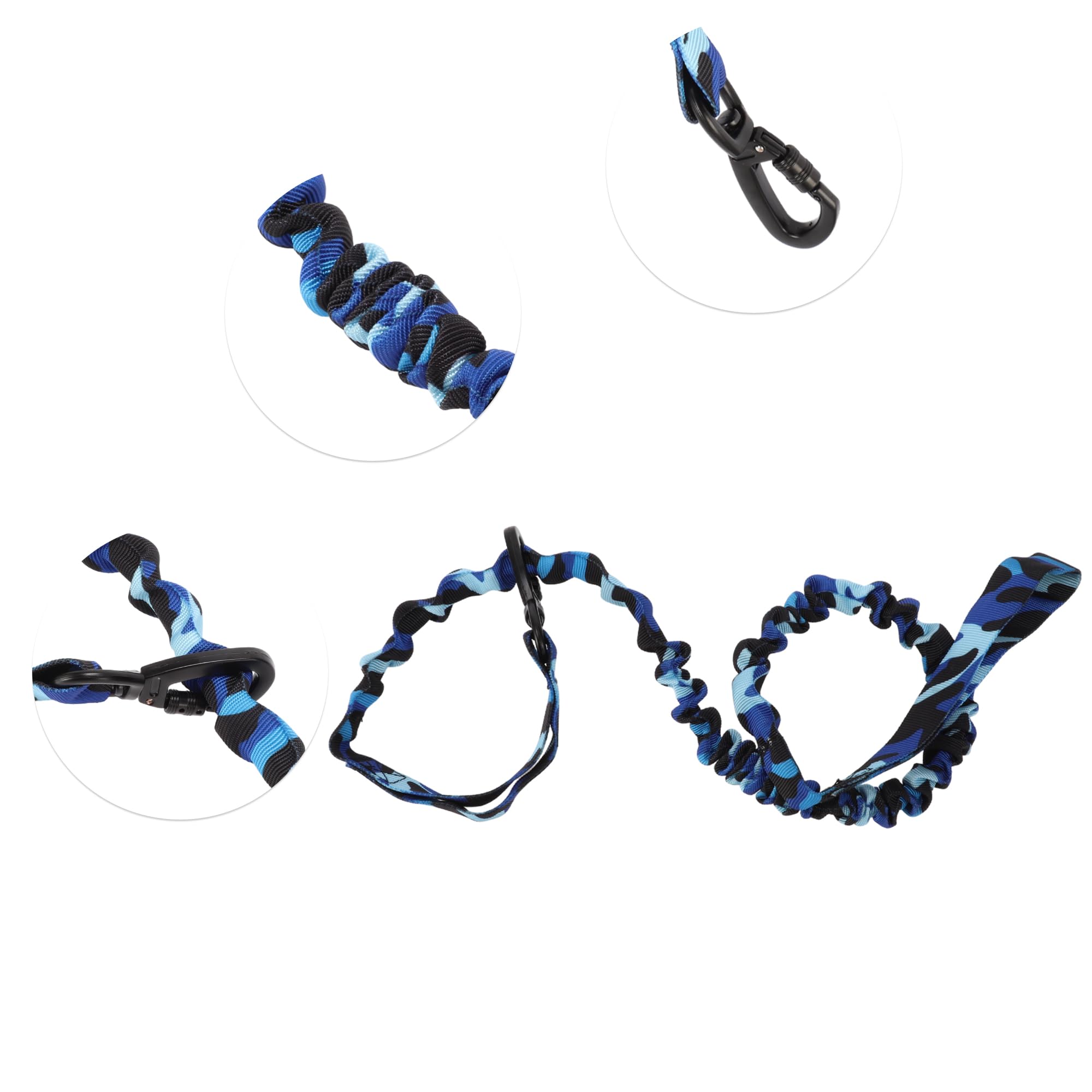 CAPASTEC Guinzaglio a Doppia Maniglia per Cani, Corda Elastico Nylon, Blu Nero Camouflage, Lunghezza 110-160cm