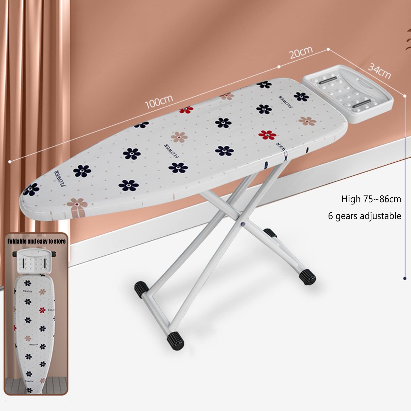 Tabla De Planchar, superficie de planchado extra grande con tabla de planchar manga,Soporte Para Centros De Planchado,5 altura regulable,Patas Extragruesas con Patas Antideslizantes ( Color : A )