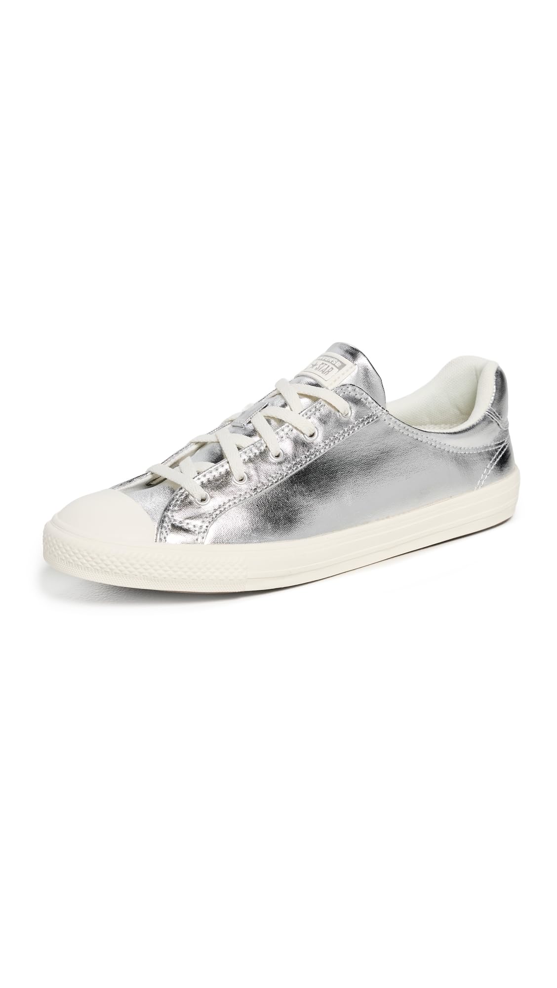 Converse Women's Chuck Taylor All Star Dainty Lucky Metal Sneakers 5 Silver Metallic/Egret