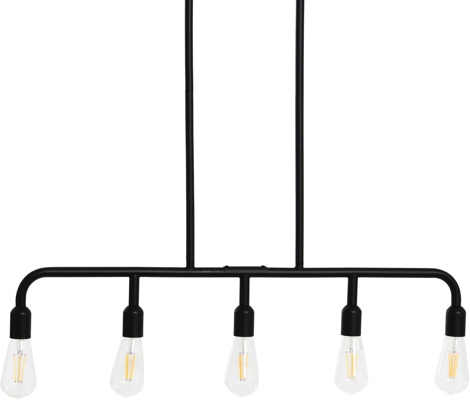 Benson Exposed Bulb Metal 5-Light Linear Chandelier