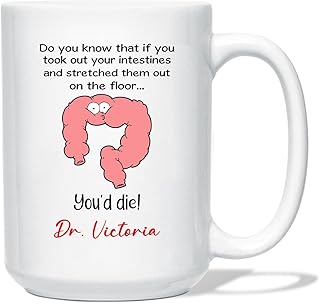Personalized Name Gastroenterologist White Coffee Mug Gifts, Do You Know That If You Took Out Your Intestines And Stretched Them Out On The Floor Mugs, Intestinal Fact Coffee Cup, Colon Cups 11 15 Oz