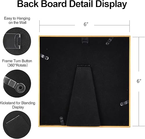 Vista 85 de Marco de fotos de 4 x 6 pulgadas, color dorado mate, moderno, simple, delgado, de aluminio, con vidrio real HD, pantalla para collage de mesa